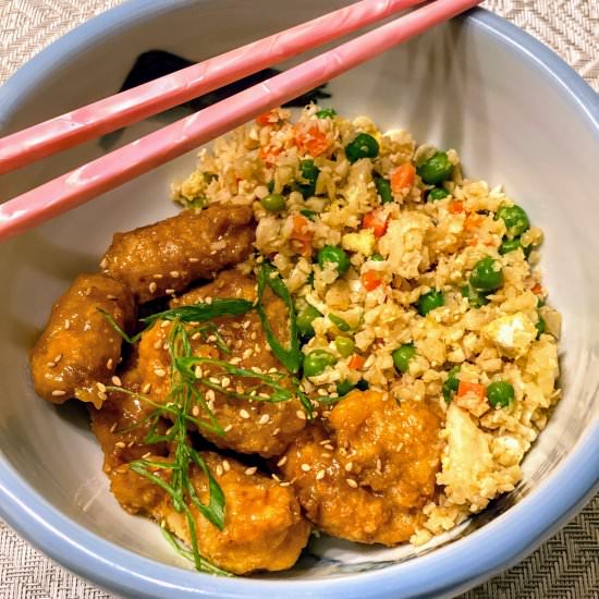Cauliflower Rice & Orange Chicken