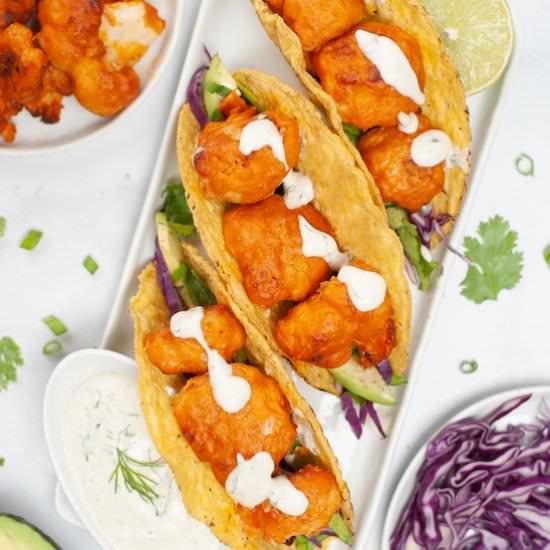 Vegan Buffalo Cauliflower Tacos