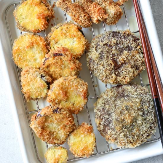 Panko Fried Eggplant and Shitake