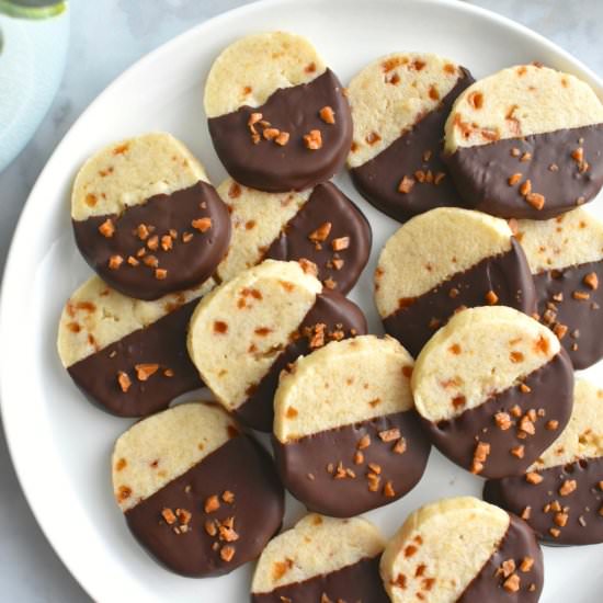 Chocolate Dipped Toffee Shortbread