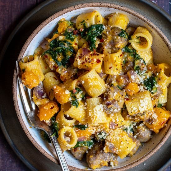 Butternut squash and sausage pasta