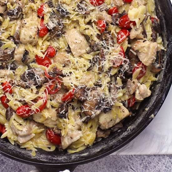 Parmesan Chicken Orzo Skillet