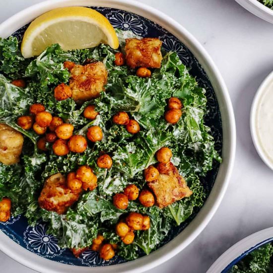 Kale Caesar Salad With Tempeh