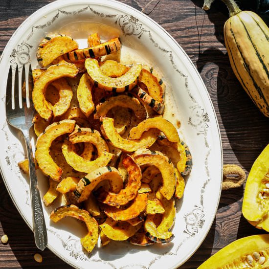 Air Fryer Roasted Maple Delicata
