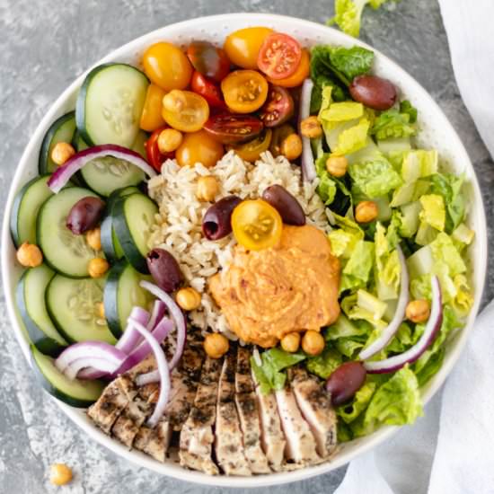 Mediterranean Chicken Hummus Bowls