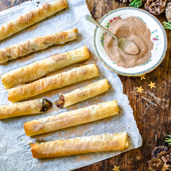 Mince Pie Filo Rolls