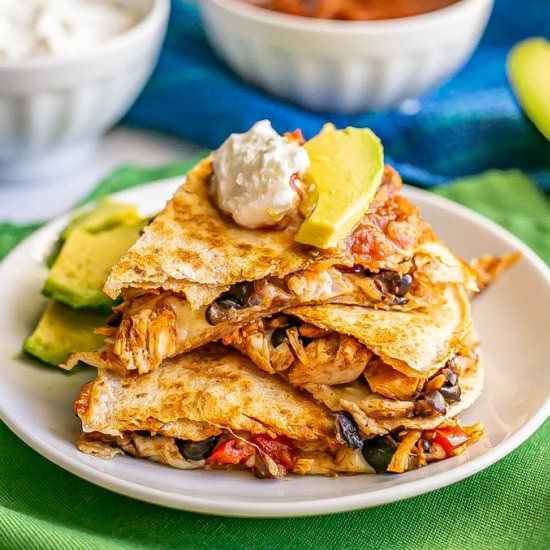 Turkey and black bean quesadillas