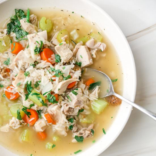 Leftover Turkey and Rice Soup