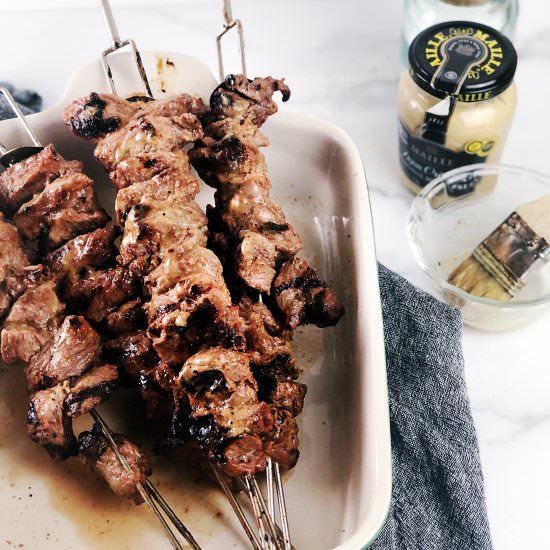 Easy Dijon Steak Skewers
