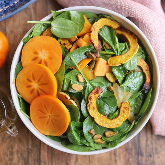 Salad with persimmons & squash