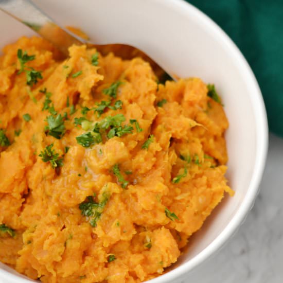 Garlic Mashed Sweet Potatoes