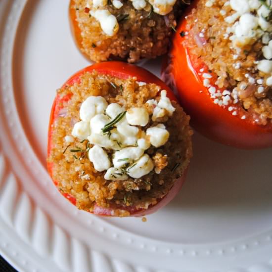 Quinoa Goat Cheese Stuffed Tomatoes