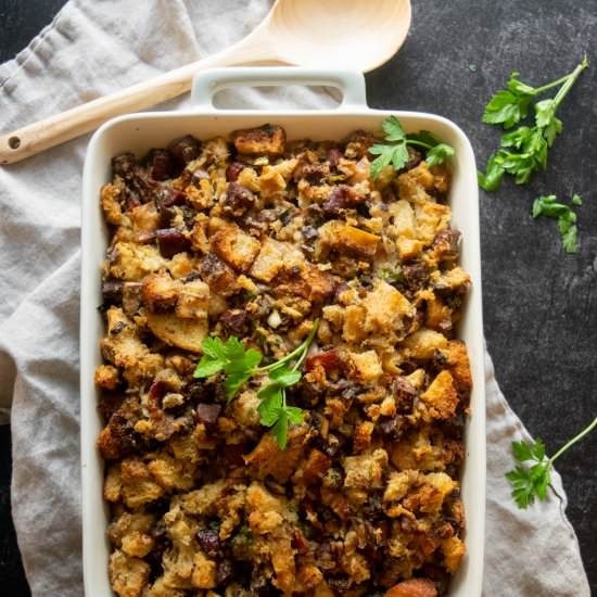 Sourdough Kielbasa Bacon Stuffing