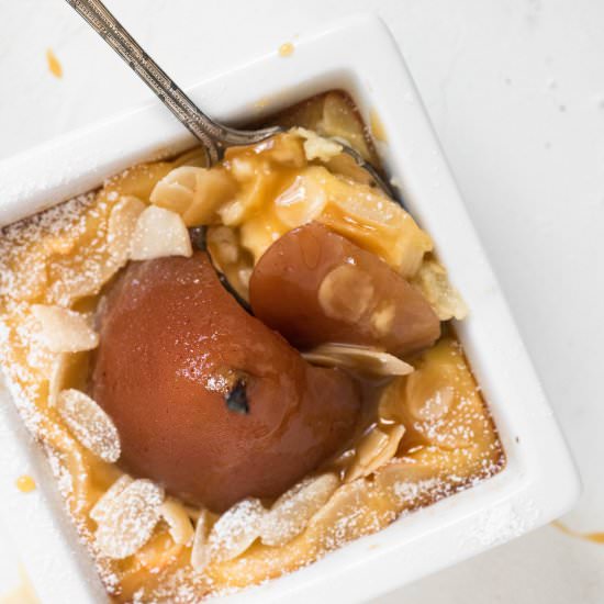 Poached Pear & Almond Baked Pudding