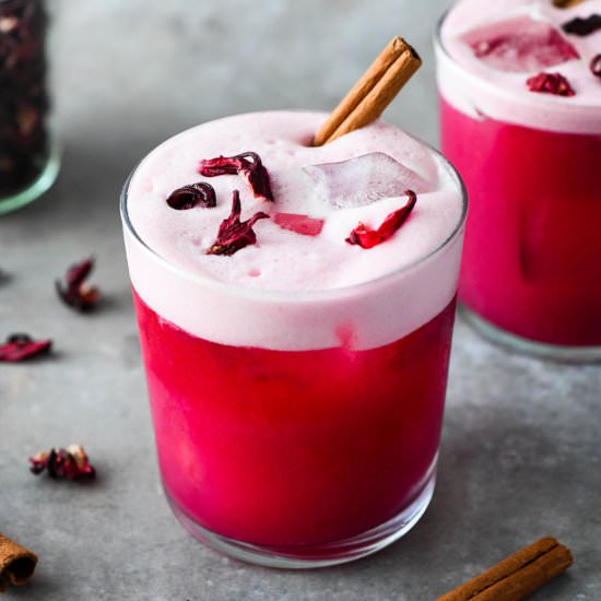 Spiced Hibiscus Vodka Sour Cocktail
