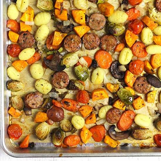 Crispy Sheet Pan Gnocchi w Sausage