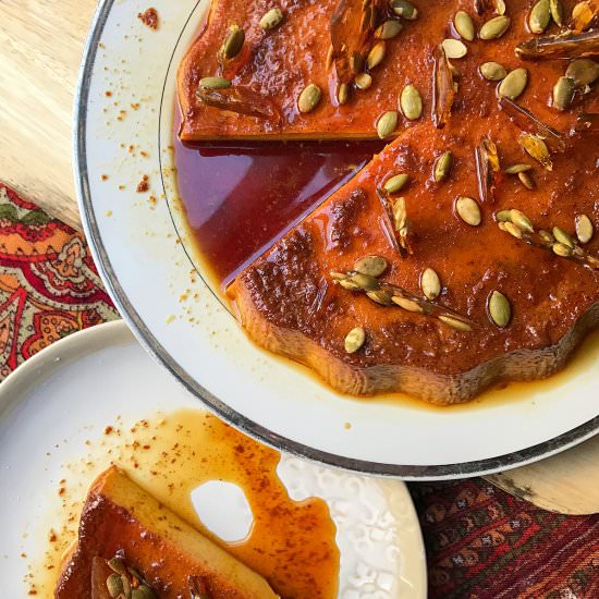 Pumpkin Spice Flan w/ Pepitas