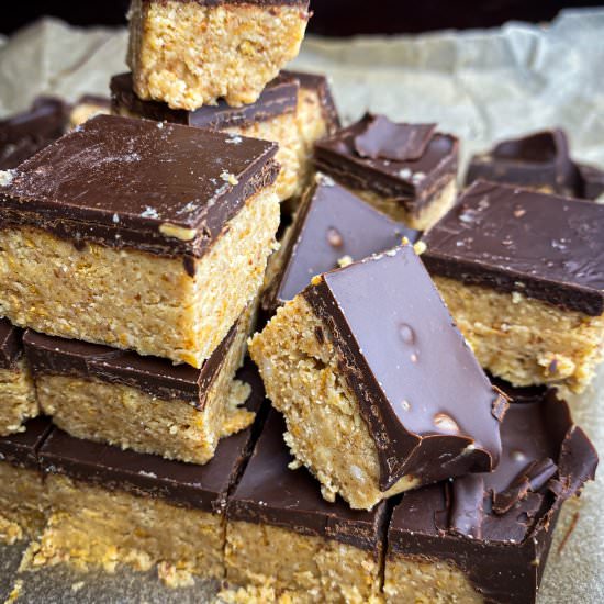 No-Bake PB Chocolate Layer Bars