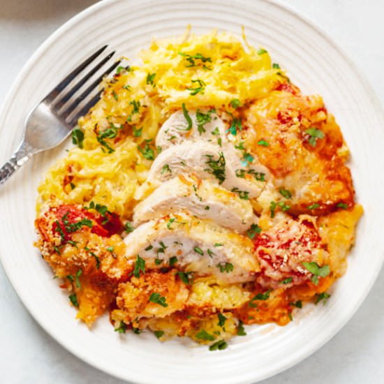 Spaghetti Squash Chicken Parm