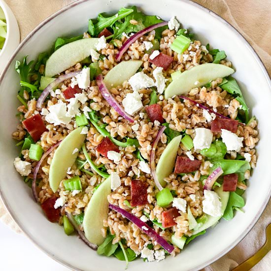 Apple Farro and Bacon Salad