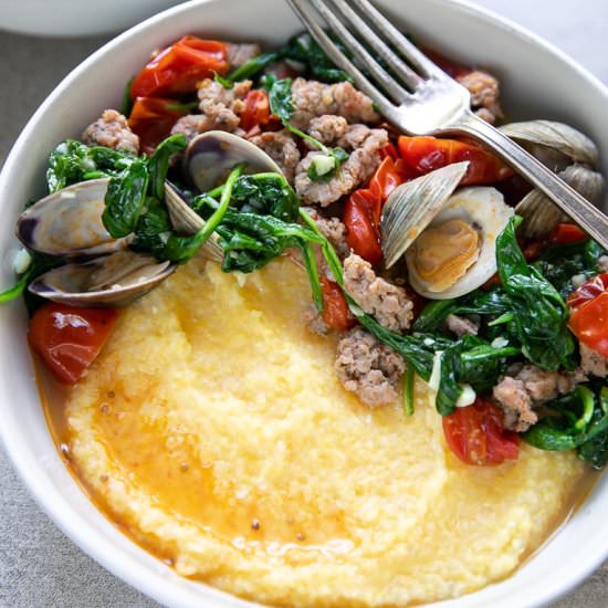 Drunken Clams Polenta