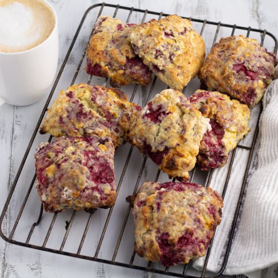 Raspberry & White Chocolate Scones