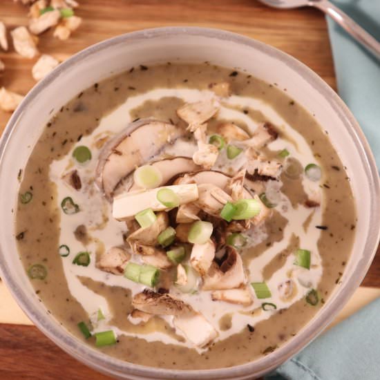 Creamy Mushroom Soup with Baby Bell