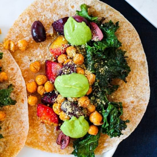 Roasted Beet and Kale Tacos