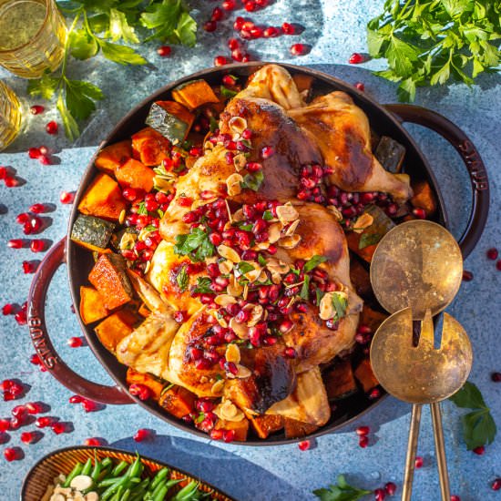 Cornish Hen with Miso & Pomegranate