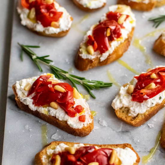 Ricotta & Roasted Pepper Crostini