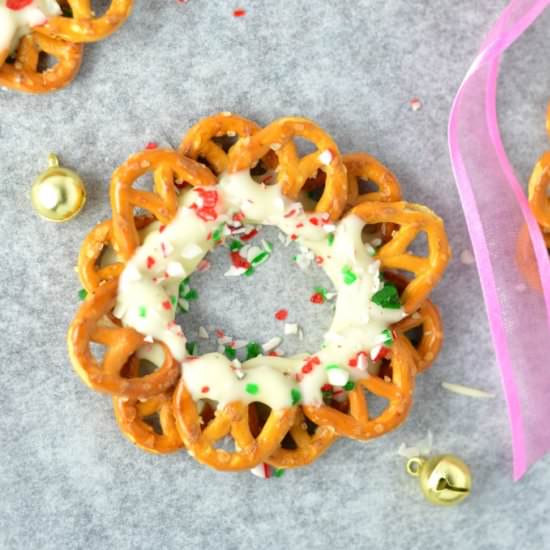 Peppermint Pretzel Christmas Wreath