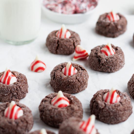 Chocolate Peppermint Kiss Cookies