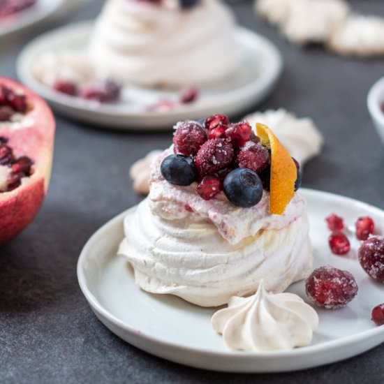 Cranberry Meringue Nests