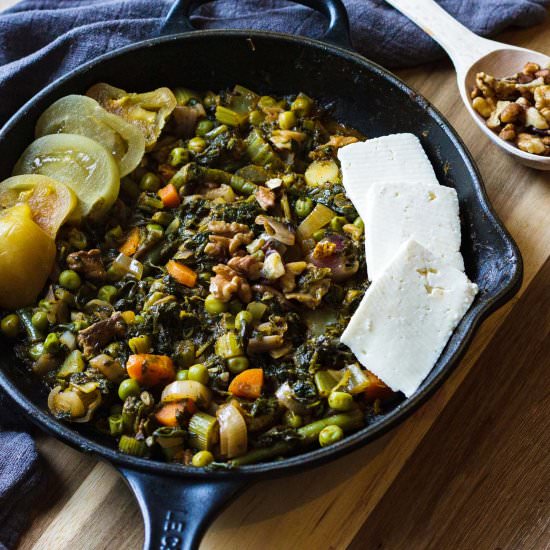 Skillet with Spinach and Veggies