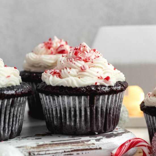 Dark Chocolate Peppermint Cupcakes
