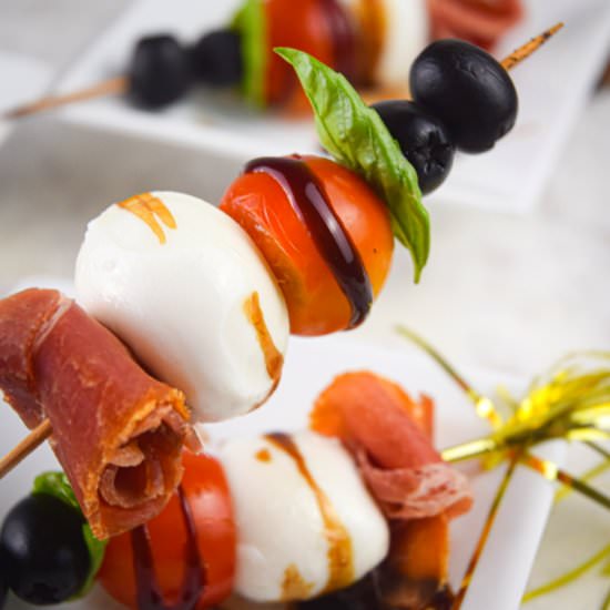 Caprese and Prosciutto Mini Skewers