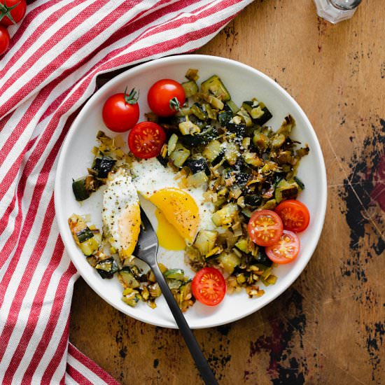 Leek and Zucchini Egg Skillet