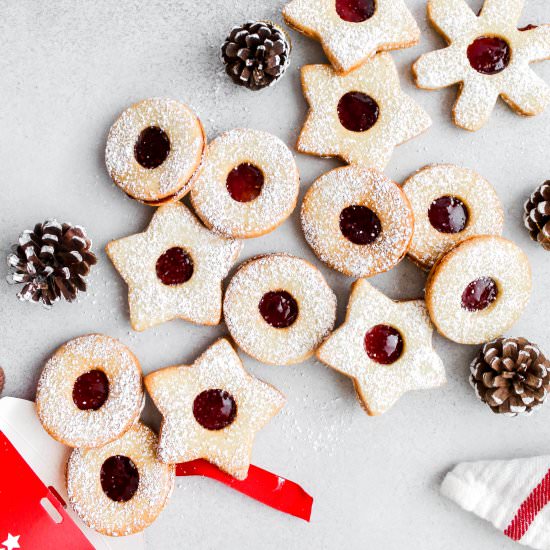 Almond linzer cookies