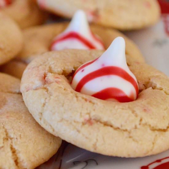 Candy Cane Kiss Cookies