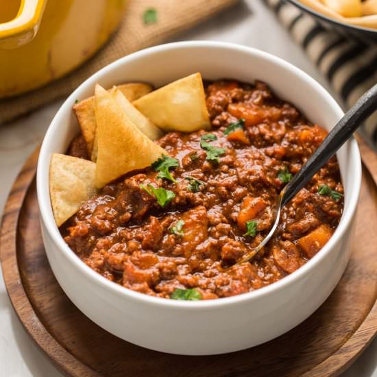 Sweet Potato & Beef Chocolate Chili