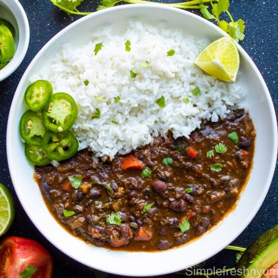 Black Bean Soup with Baby Greens