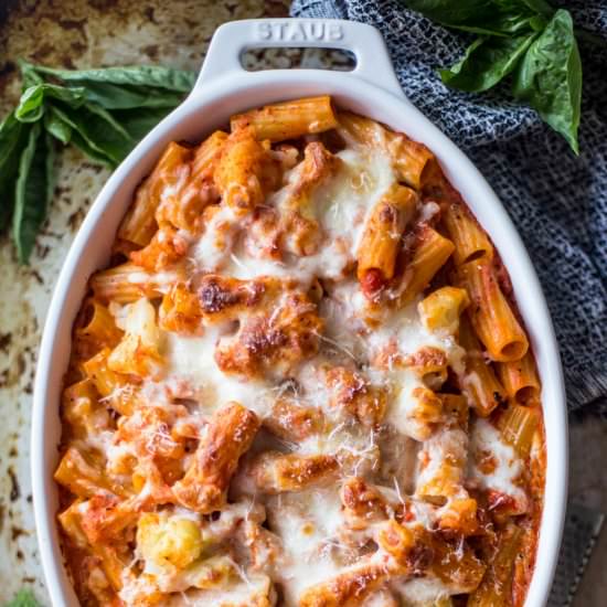 Creamy Cauliflower Baked Ziti