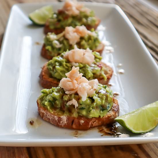 Lobster Guacamole Crostini