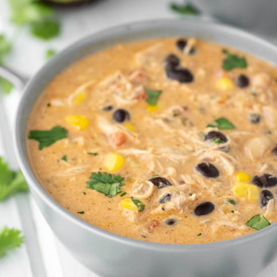 Green Chili Chicken Enchilada Soup