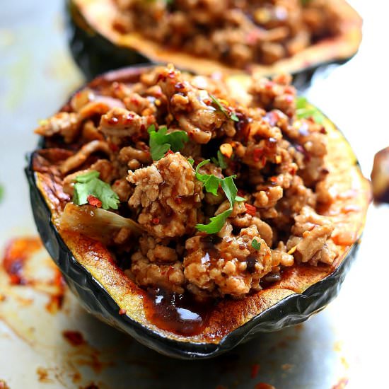 Acorn Stuffed Squash + BBQ Turkey