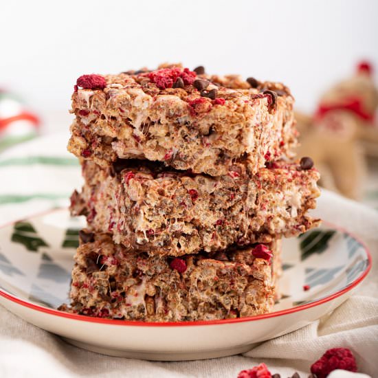 Raspberry Chocolate Cereal Treats