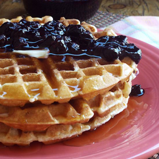 Waffles with Blueberry Sauce