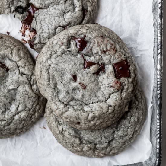 Black Sesame Chocolate Chip Cookies