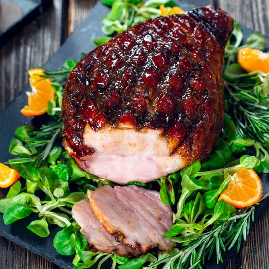 Brown Sugar and Ginger Glazed Ham