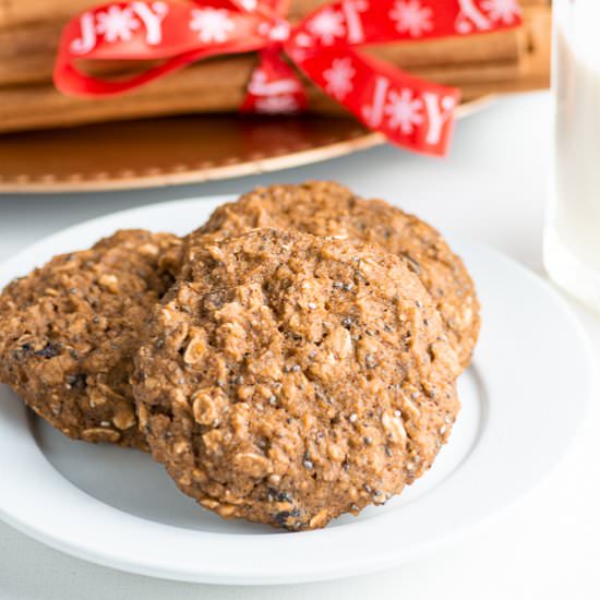 Chickpea Oatmeal Raisin Cookies